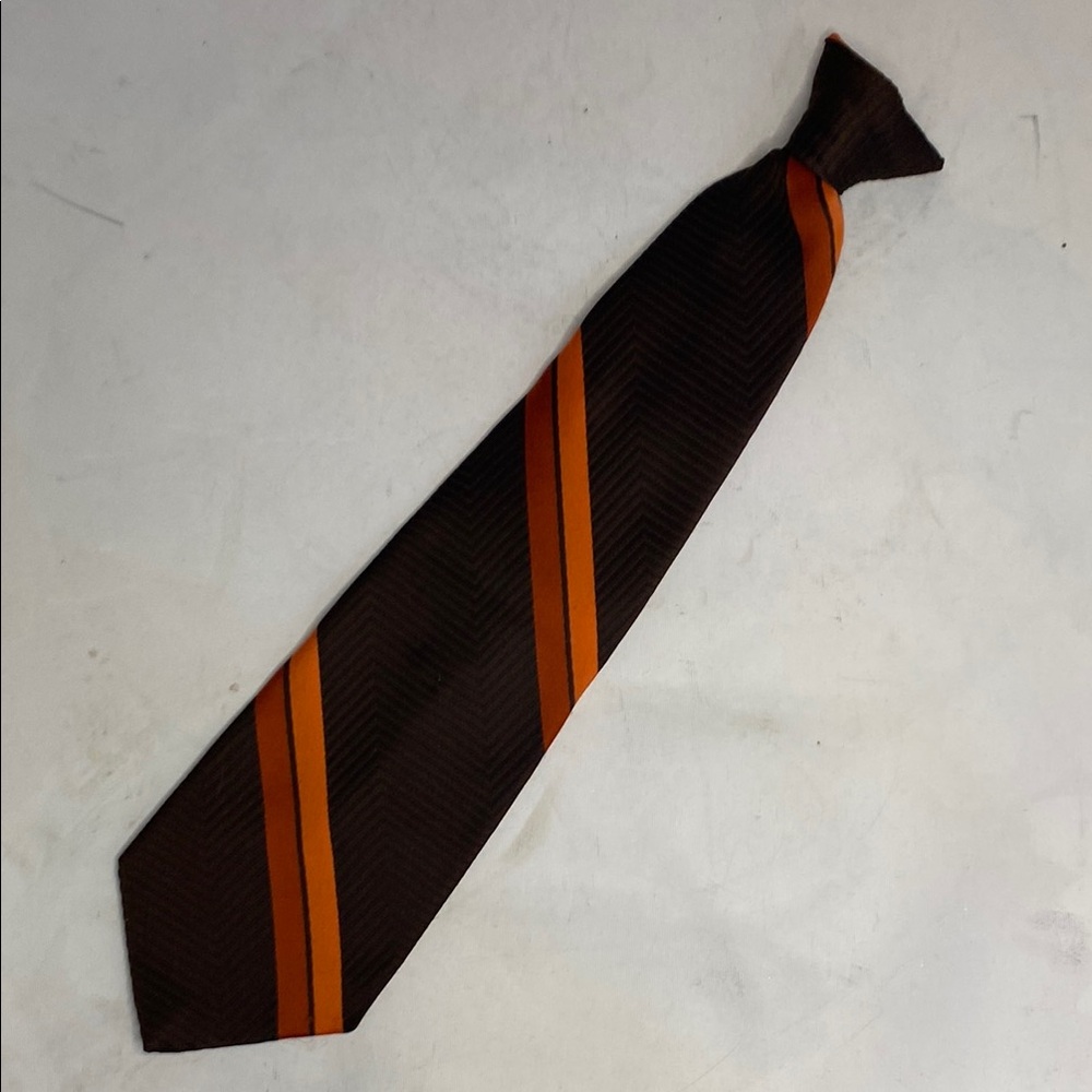 Clip on Tie, Stylish Brown and Orange Diagonal Striped Tie